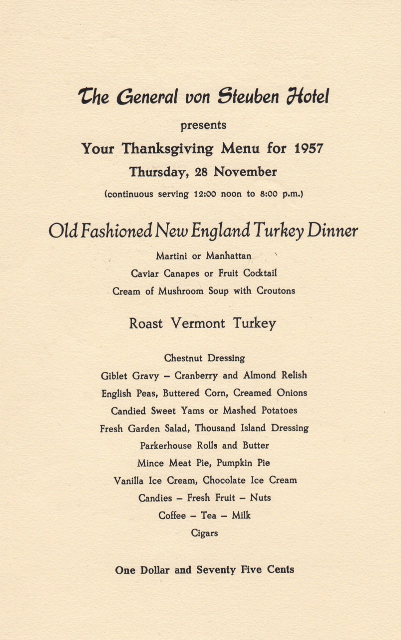 Thanksgiving menu